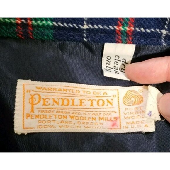 Pendleton 100% Wool Skirt Sz 14 (Actual Sz 8) Midi Blue Green Red Plaid A-Line - Picture 3 of 5